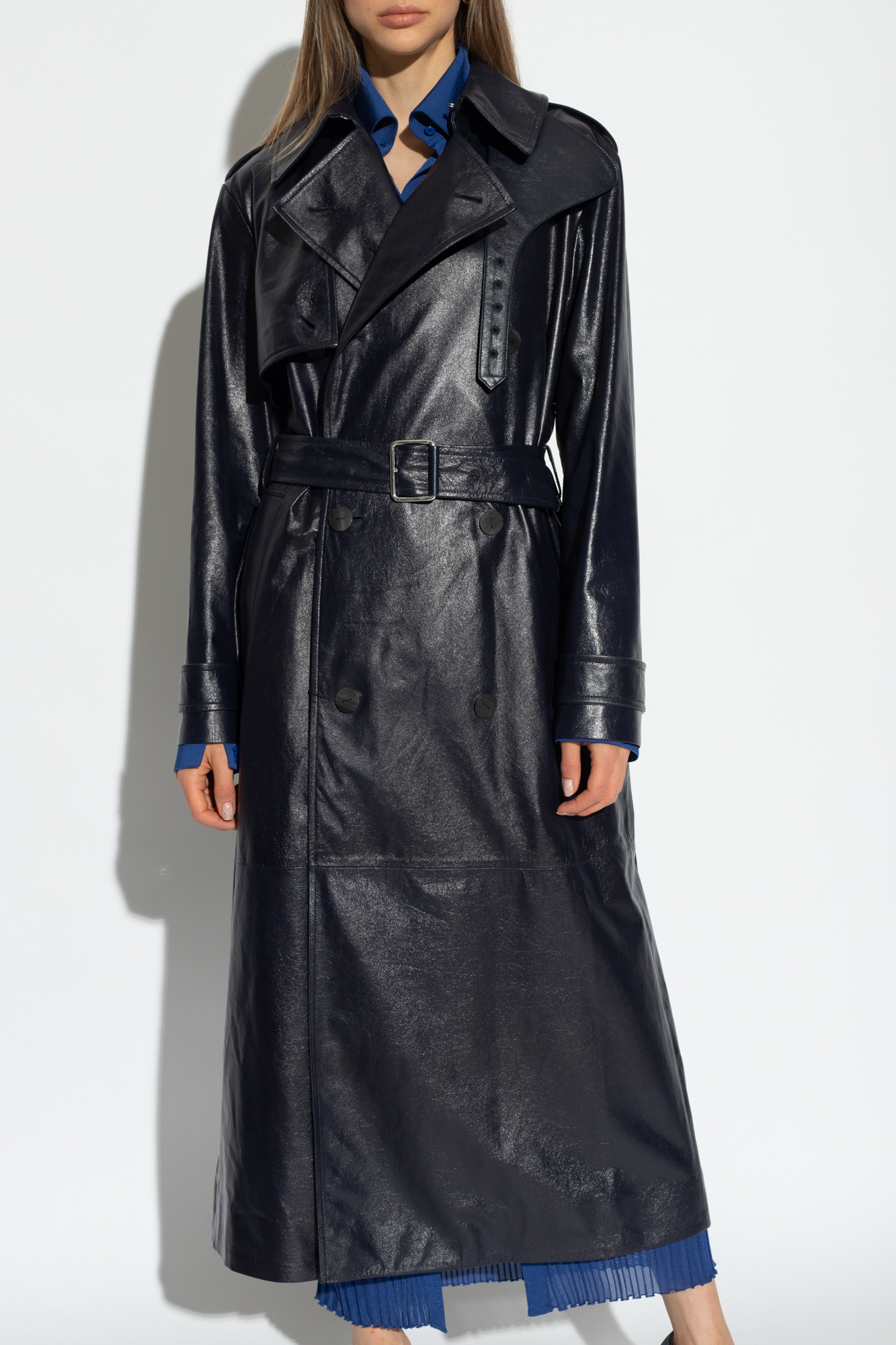 SchaferandweinerShops KR - Navy blue Leather trench coat Loewe